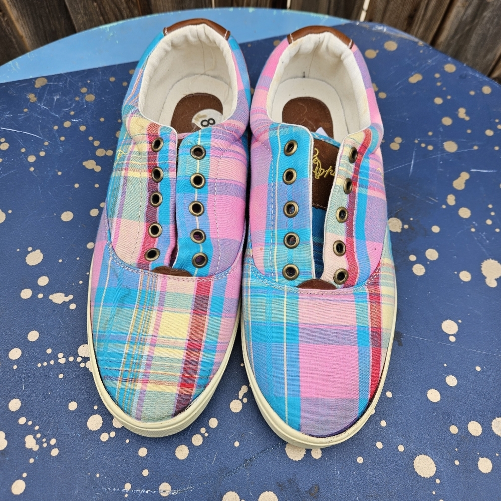 Baby Phat Colorful Plaid Sneakers Women Size 8 - Picture 1 of 16